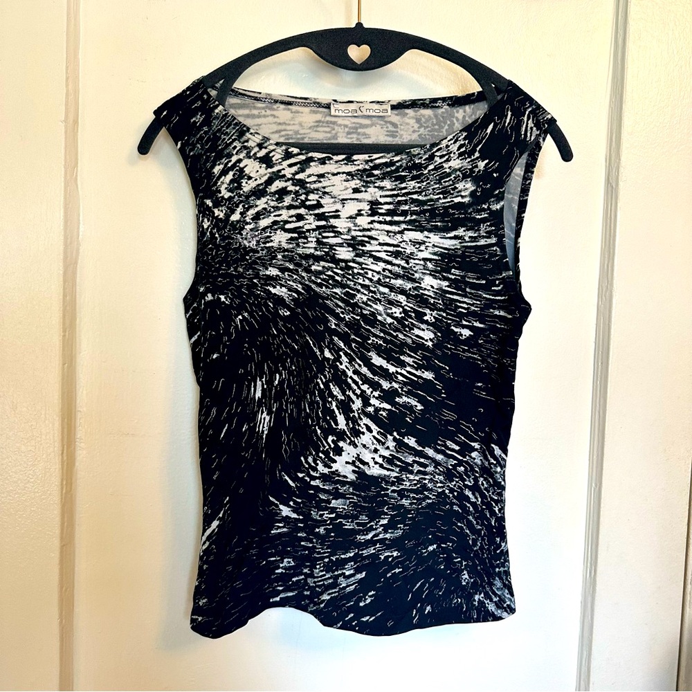 MOA MOA Tank Top - Black White and Silver Print